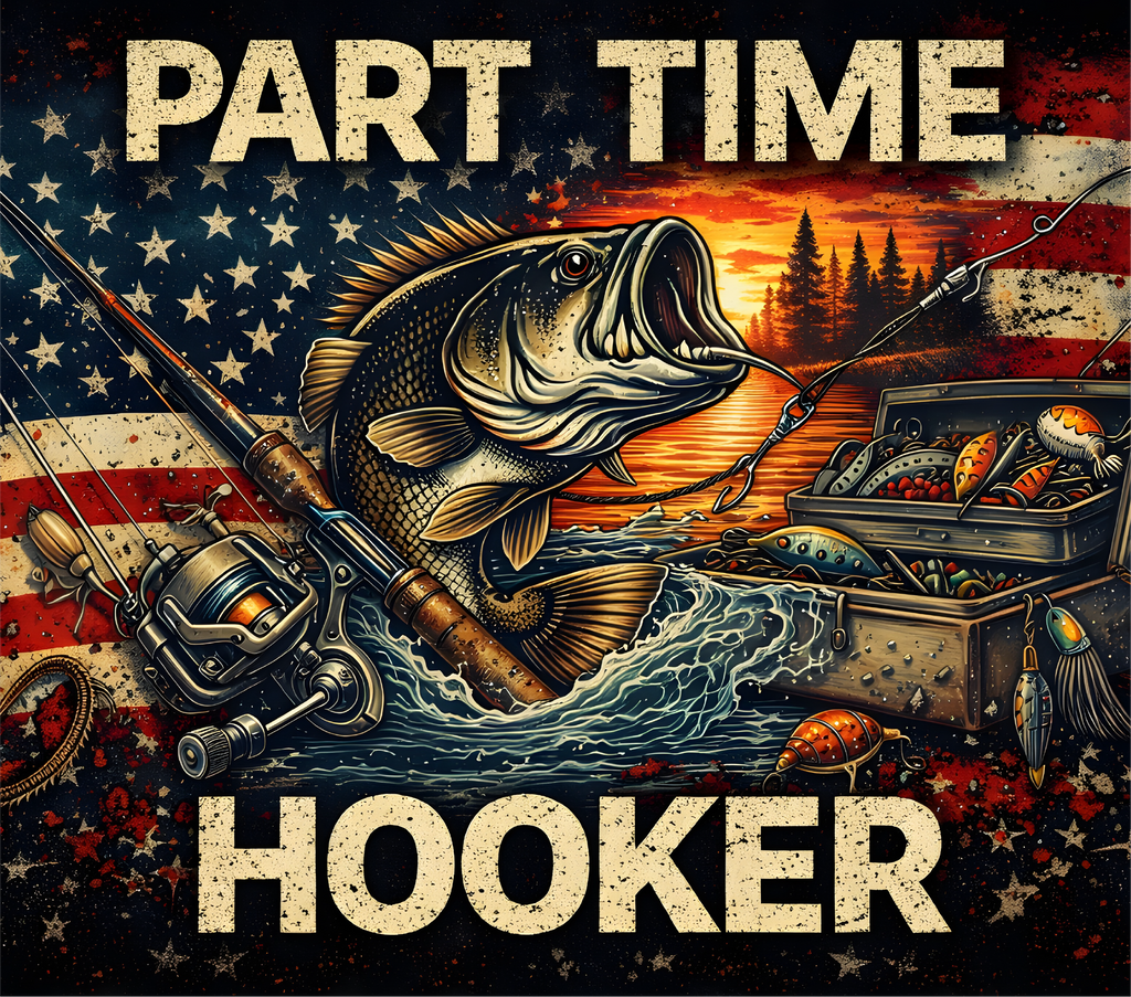 Part Time Hooker - Fishing - 20oz Skinny Tumbler