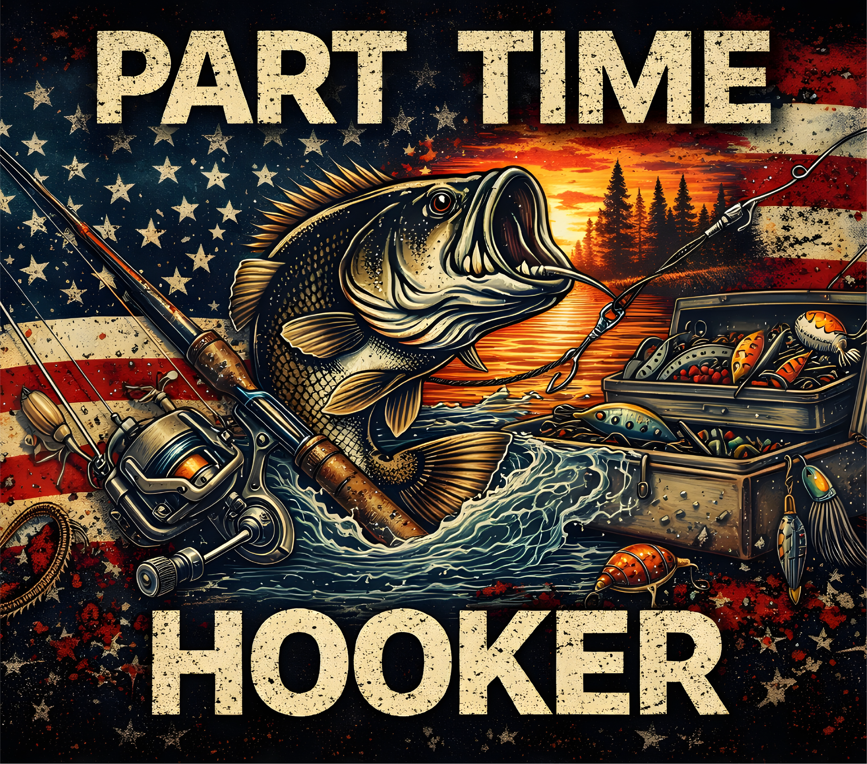 Part Time Hooker - Fishing - 20oz Skinny Tumbler