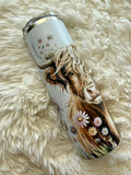 Highland cow w/ Flowers - 20oz Skinny tumbler