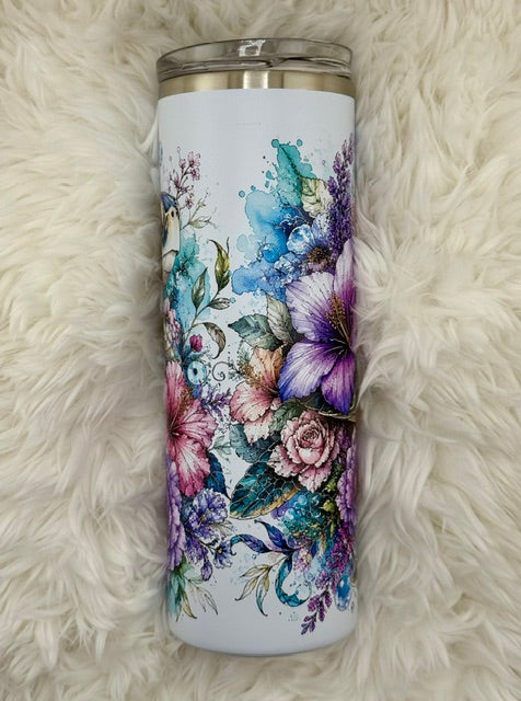 Floral Sea Turtle - 20oz Skinny Tumbler