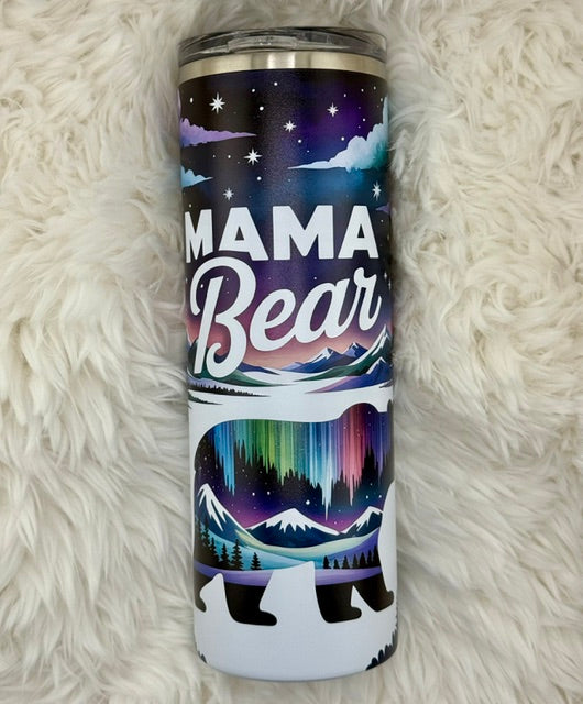 Mama Bear Northern Lights - 20oz Skinny Tumbler
