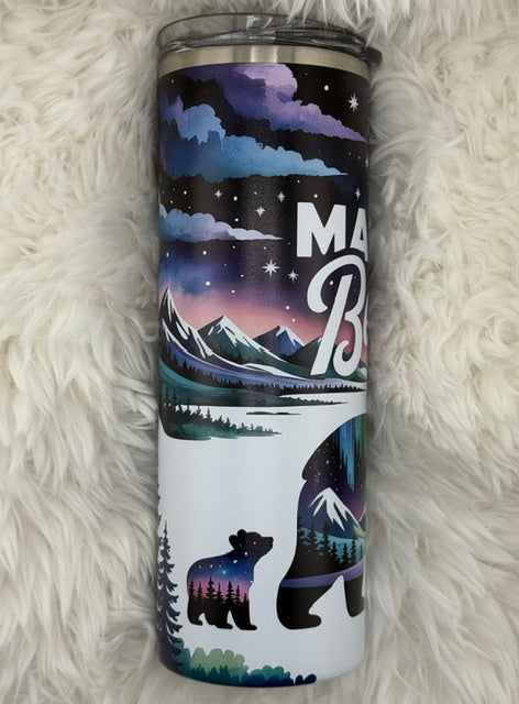 Mama Bear Northern Lights - 20oz Skinny Tumbler