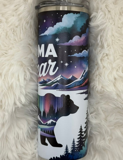 Mama Bear Northern Lights - 20oz Skinny Tumbler