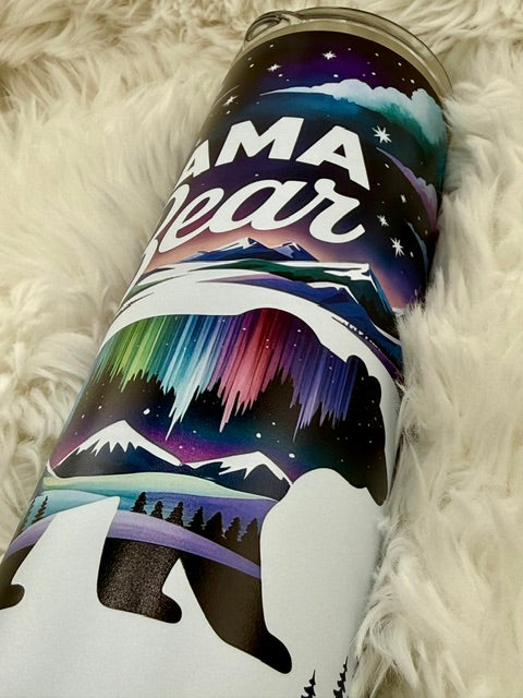 Mama Bear Northern Lights - 20oz Skinny Tumbler