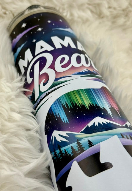 Mama Bear Northern Lights - 20oz Skinny Tumbler