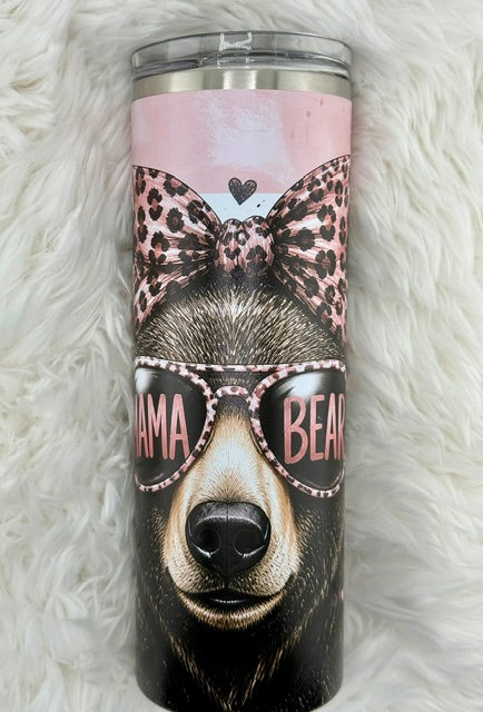 Pink Mama Bear - 20oz skinny tumbler