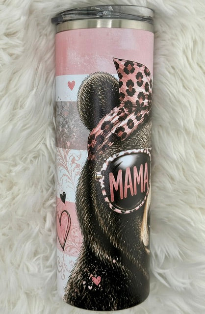 Pink Mama Bear - 20oz skinny tumbler