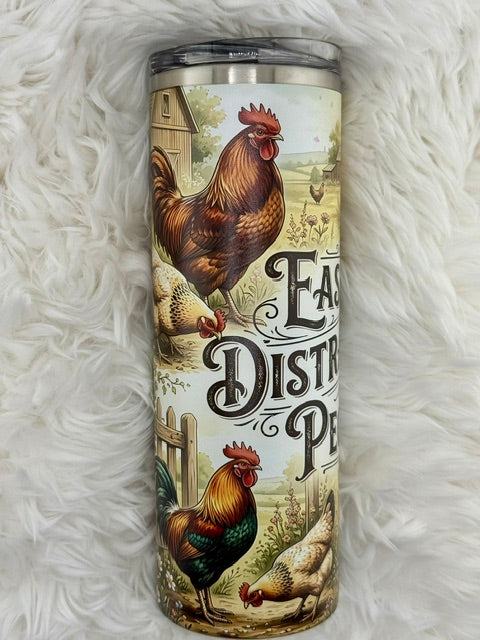 Easily distracted - chickens - 20oz Skinny tumbler