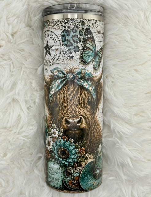 Highland Cow - Not Perfect, Just Forgiven 20oz Skinny Tumbler