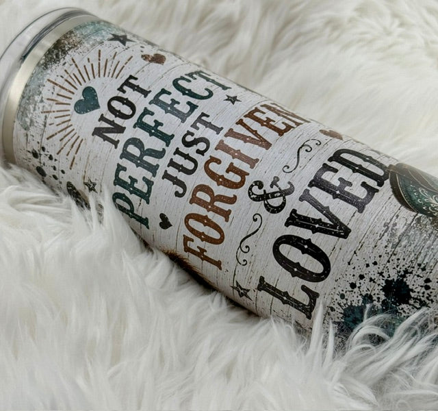 Highland Cow - Not Perfect, Just Forgiven 20oz Skinny Tumbler